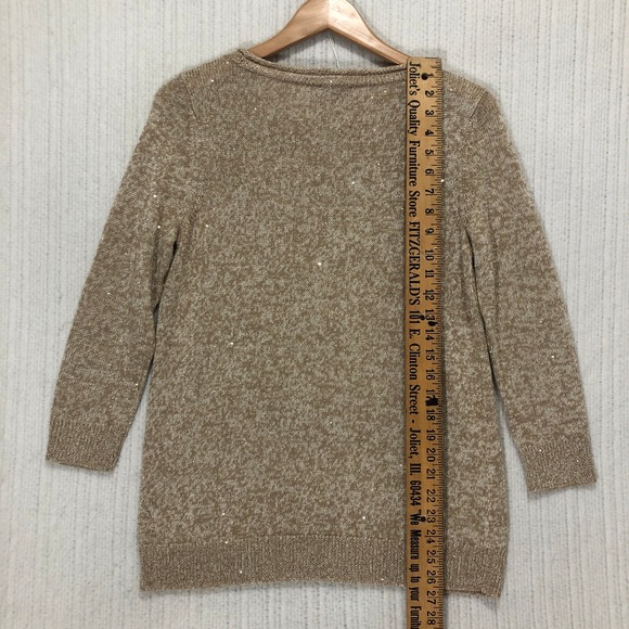 Talbots Women's Tan‎ Sequin Sparkle Knit Sweater M - Picture 6 of 7